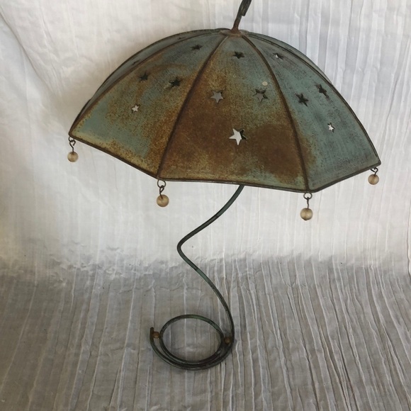 PARTYLITE April Showers umbrella rustic light up outdoor patio candle holder - Picture 11 of 13